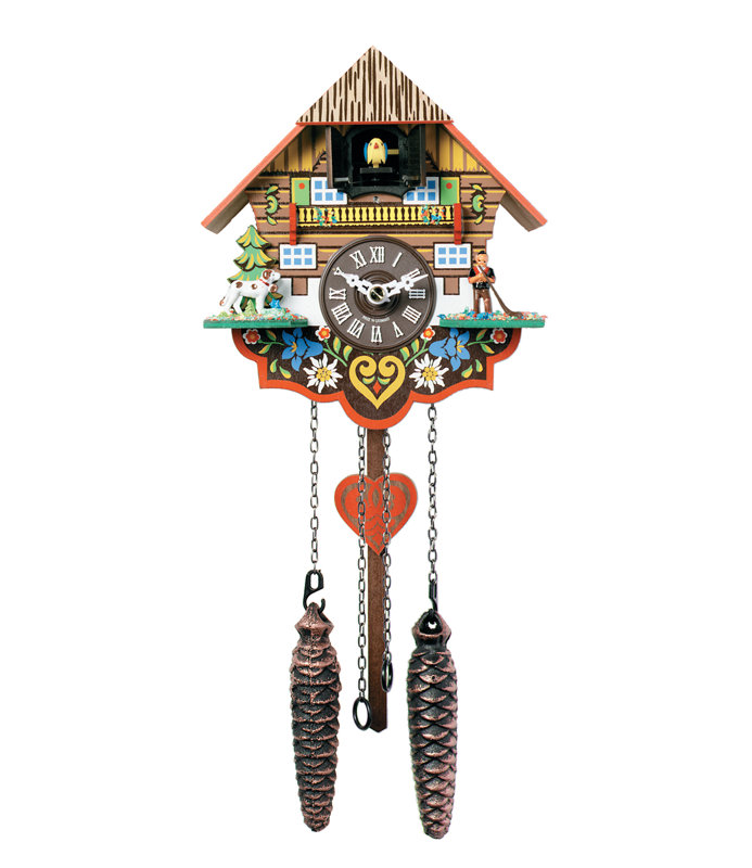  Chalet Style German Quartz Cuckoo Clock with Flowers
