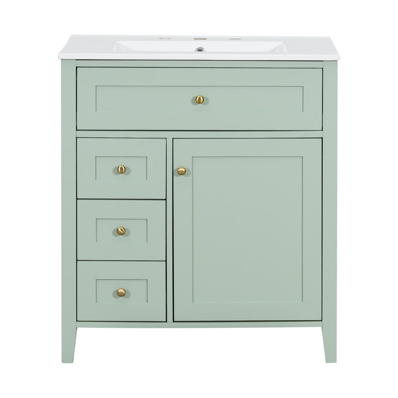 Meuble-lavabo vert 30 po avec lavabo, 30", Vert