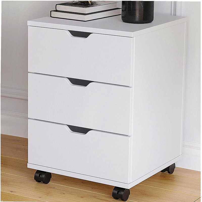 3-Drawer Vertical Filing Cabinet Rolling Wood Mobile File Cabinets Under Desk for Home Office with Casters (Non-Assembled)