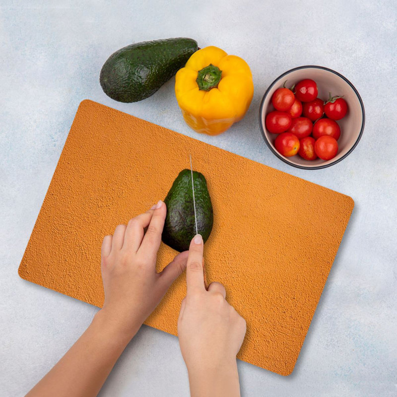 Flourish Premium Tempered Glass Cutting Board, 11.8 x 15.7 inches | Antibacterial, Easy Clean, Non-Slip Silicone Feet | 100% Durable Glass, Thickness: 0.16 inches | Ideal for Kitchen Prep, Safe & Stylish Cooking Solution