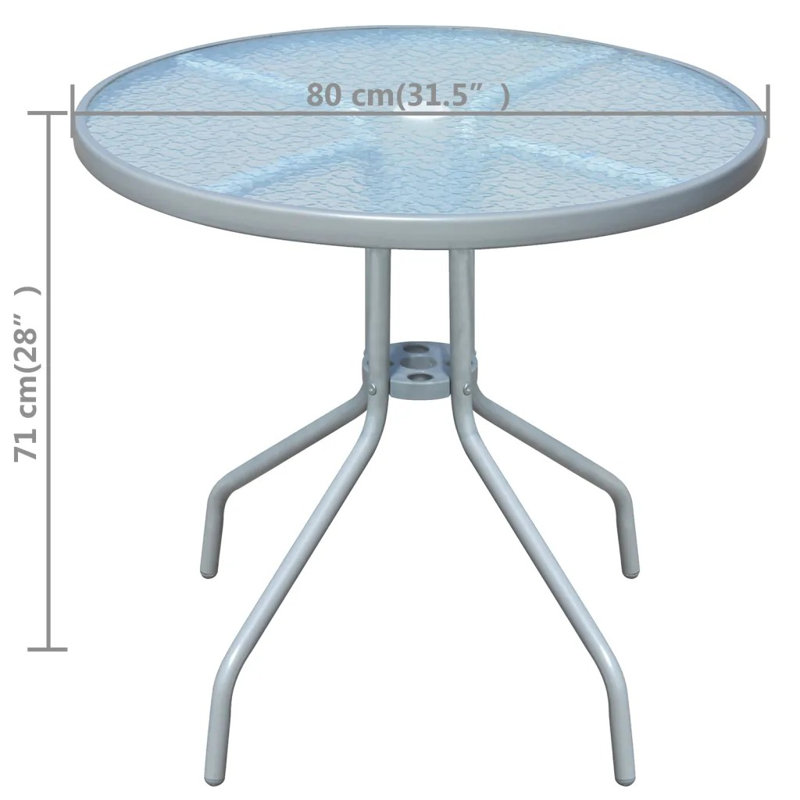 Round Metal Outdoor Coffee Table With Umbrella Hole , 80cm cm W 80cm cm D, Grey