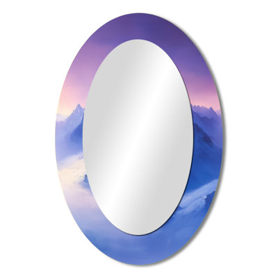 Alaska Snow Capped Summits At Twilight III - White Oval Wall Mirror Decor
