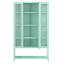 Modern Steel Display Cabinet with 3-Sided Glass and Integrated LED Lighting-129159029