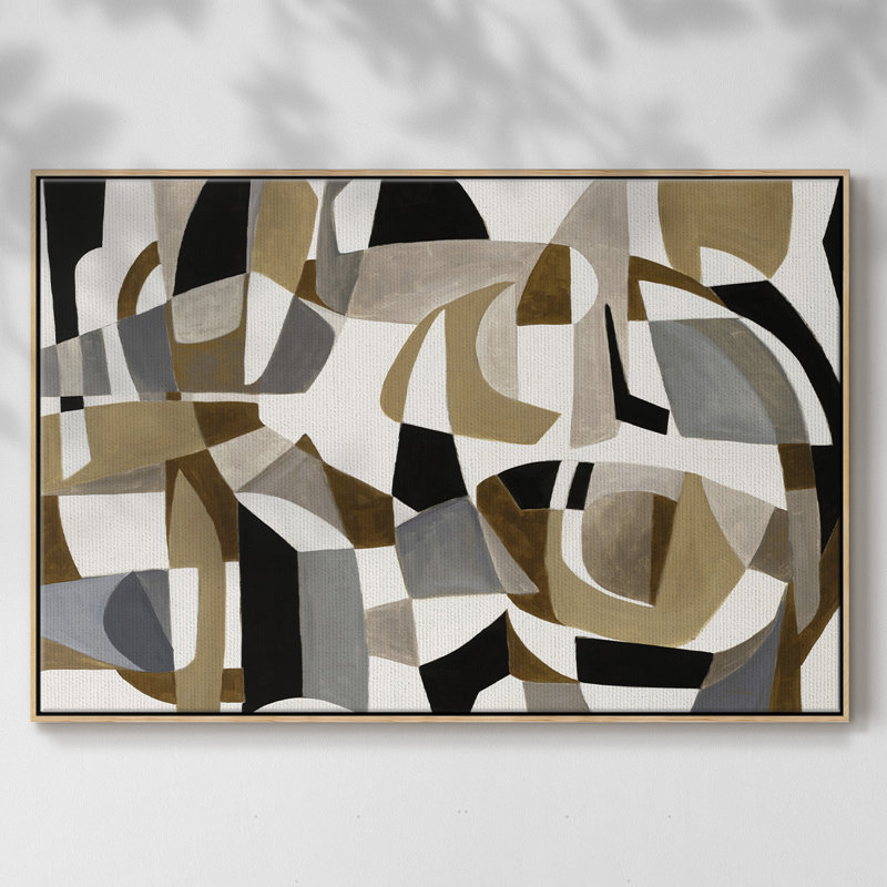 Jeu de cercle encadré sur toile, H 27 po x l 41 po x P 2 po, Naturel