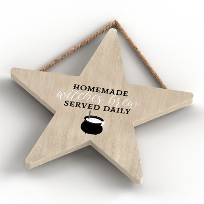 Homemade Witches Brew Wooden Star Plaque
