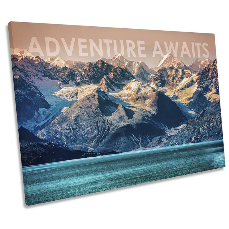Adventure Awaits Mountains - Wrapped Canvas Print, 91.4cm H x 137.2cm W x 4cm D