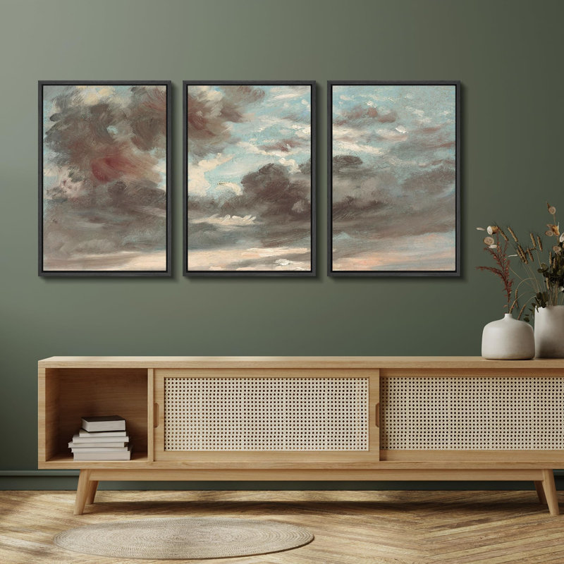"Nuage abstrait dans le ciel, Formations expressives, nature, illustrations, art moderne, décor rustique et relaxant" - 3 pièces