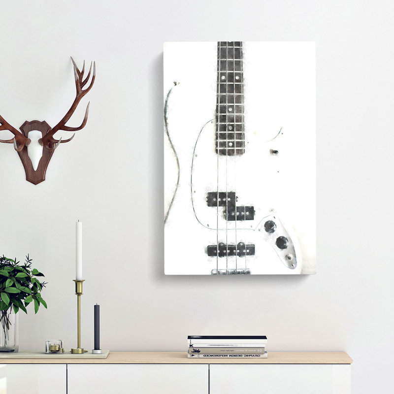 White Bass Guitar - Wrapped Canvas, 91cm H x 60cm W x 3cm D