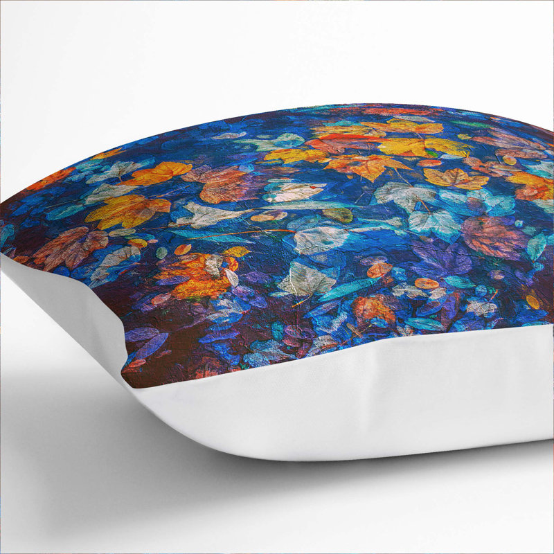 Autumn Leaves Cushion with Filling, White, 55cm H x 55cm W x 20cm D