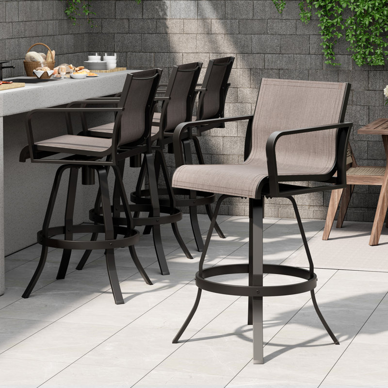 Tabouret de bar pivotant en aluminium 30 po Sunbrella, Cendre Augustine