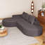 Canapé en chenille moderne en L 108,5 po avec 3 coussins pour la chambre à coucher, gris, sièges, lignes arrondies, haute résilience, confortable et respirant, sans assemblage, combinaison, coussins décoratifs-1385555248-1385555251