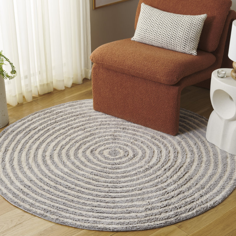 Tapis d'intérieur lavable à la machine en coton recyclé touffeté à la main 229 Easy Care, Rond 5 pi