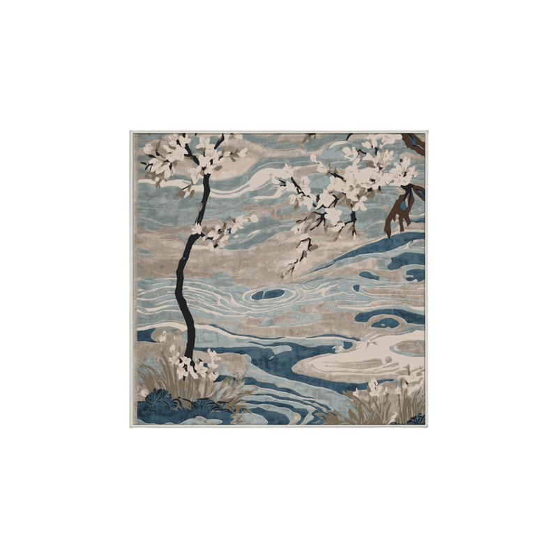 Tapis beige soyeux et moelleux, Carré 5 pi