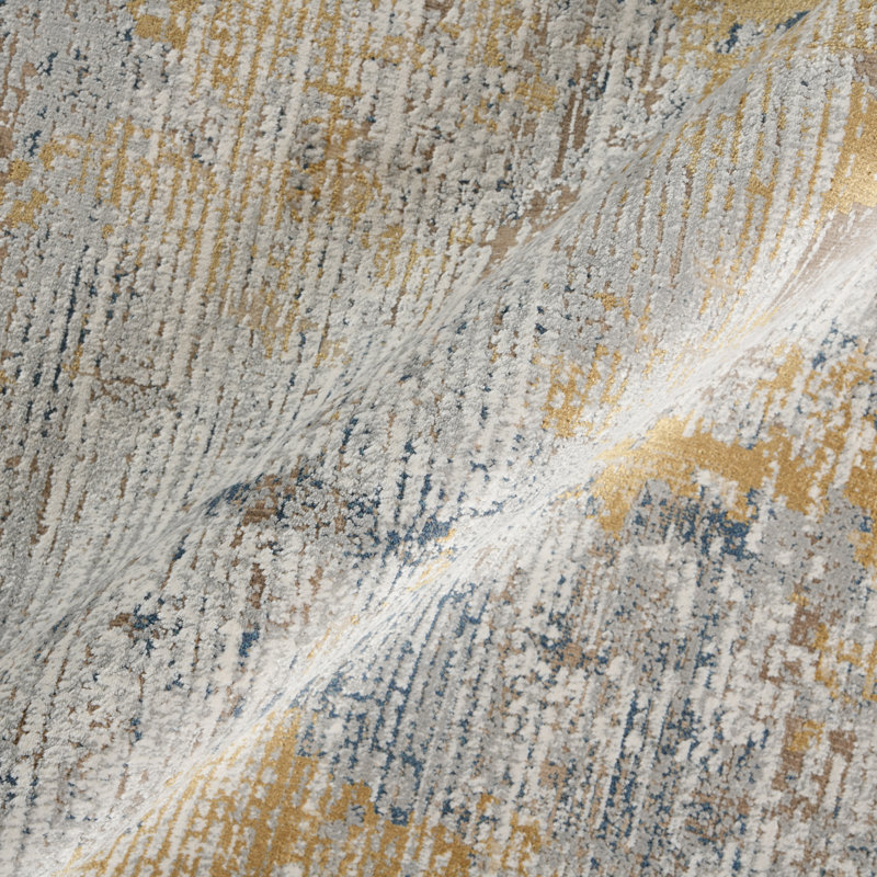 Tapis doré à motif abstrait Brazell, Rectangle 8 pi 6 po x 11 pi 6 po