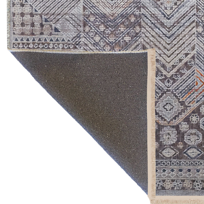 Tapis décoratif à motifs géométriques mixtes, Rectangle 3 pi 11,24 po x 5 pi 10,87 po