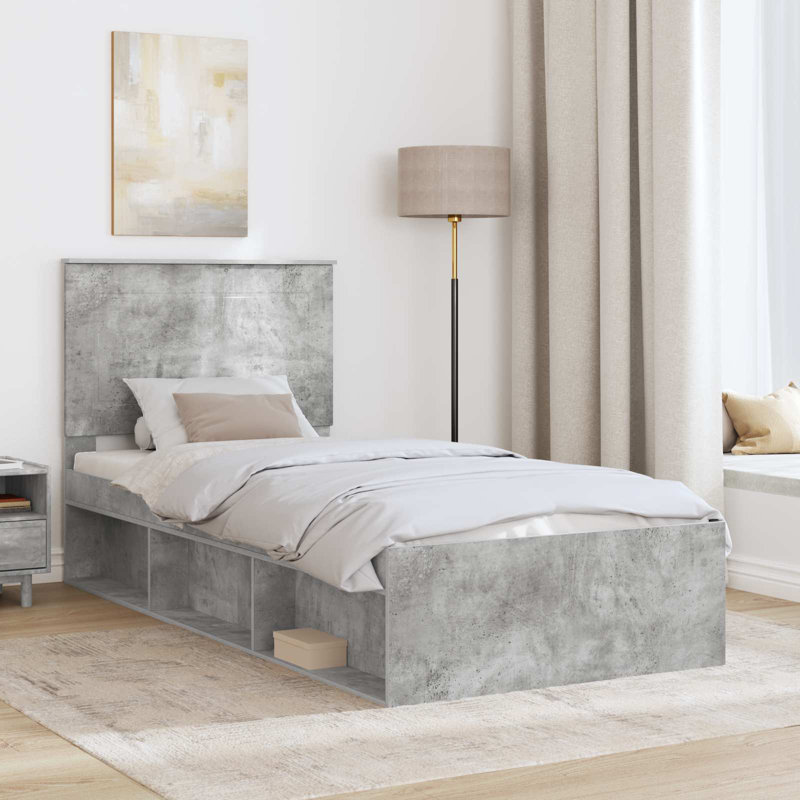 Solid Wood Bed, Concerte Grey, Small Single (2'6)