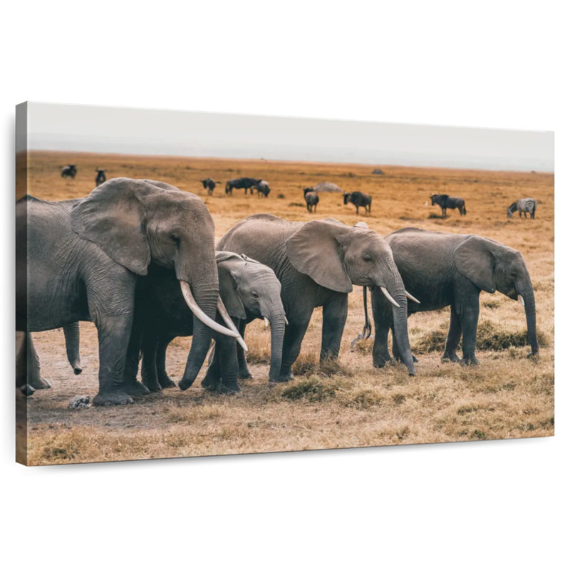 Brampt Amboseli Herd Of Elephants, 26" H x 39" W