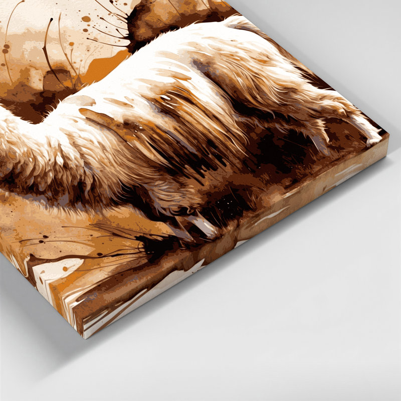 Faune lama sauvage, art mural sur toile beige, H 12 po x l 12 po