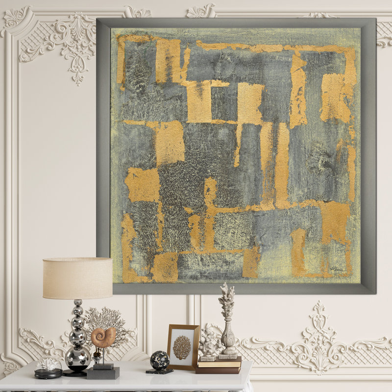 Glam Metallic Form II - reproduction d'art sur toile encadrée, H 40 po x l 30 po x P 1,5 po, Cadre argenté