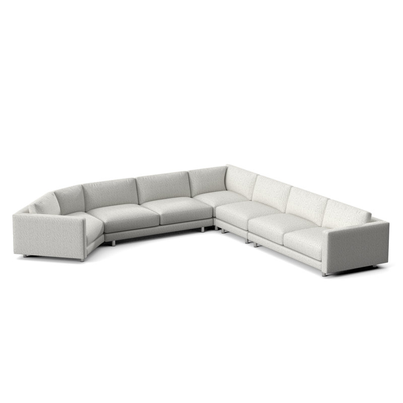 Avanni Patio Sectional with Sunbrella Cushions, Silver, White Slub 6049-000