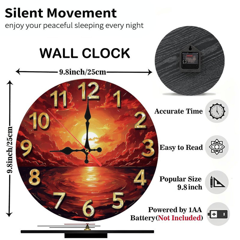 Horloge coucher de soleil sur l'eau