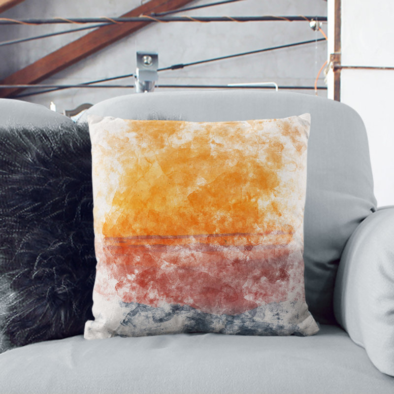 Mountain Layers Cushion with Filling, 40cm H x 40cm W x 15cm D, White