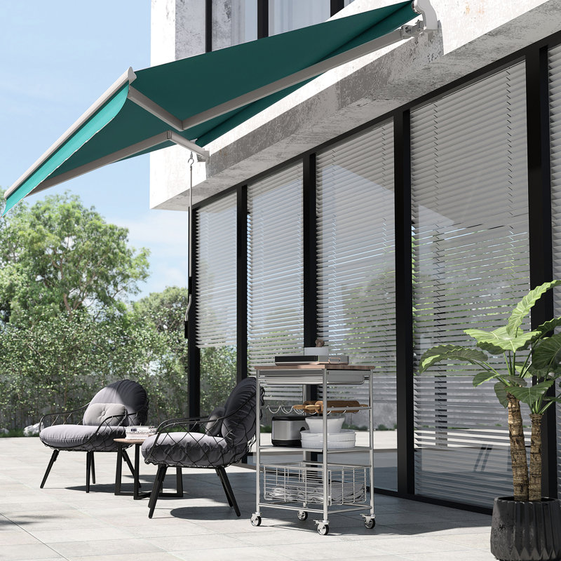 Auvent de patio 13 'x 8' à manivelle rétractable manuelle, 0.01" H x 160.03" W x 97.66" D, Green