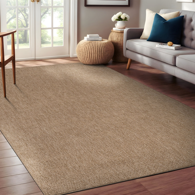 Nadene Natural Beige Indoor Area Rug, Rectangle 6' x 9'