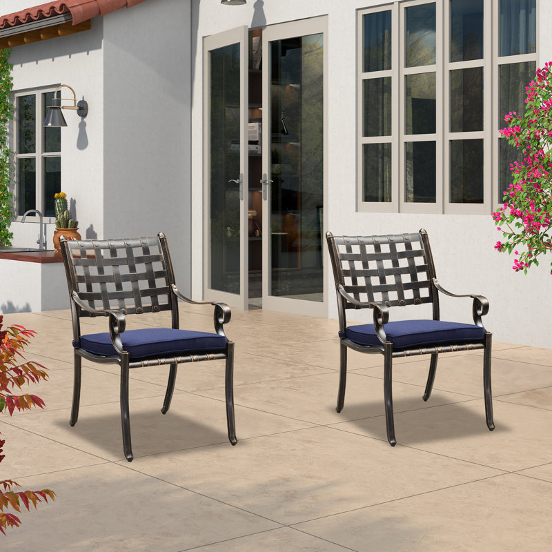 Chaise avec accoudoirs Boyter, Bleu marine