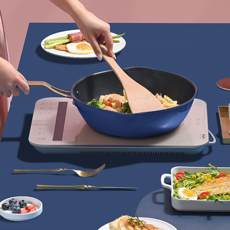 Caannasweis 12" Non-Stick Aluminum Wok with Lid