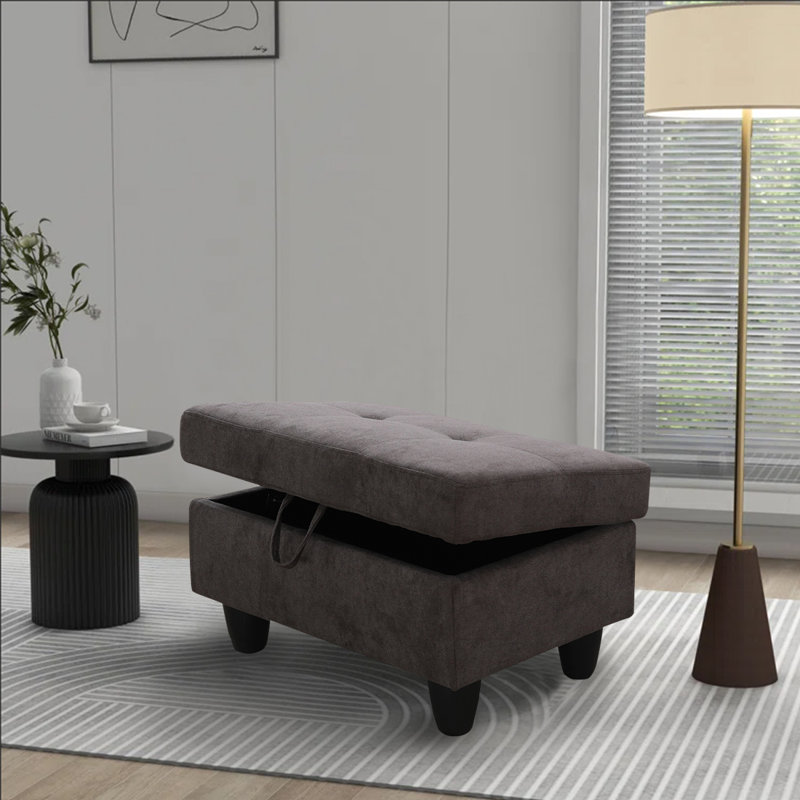 Upholstered Ottoman, Dark Brown