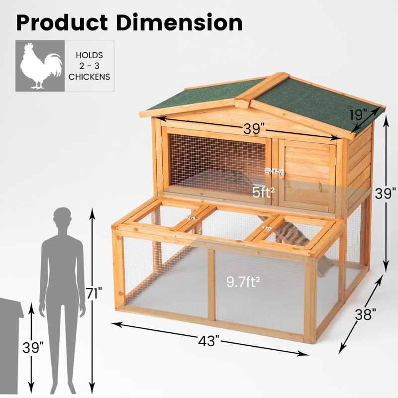 Tucker Murphy Pet™ Outdoor Wooden Chicken Coop Poultry Pet With Nest ...