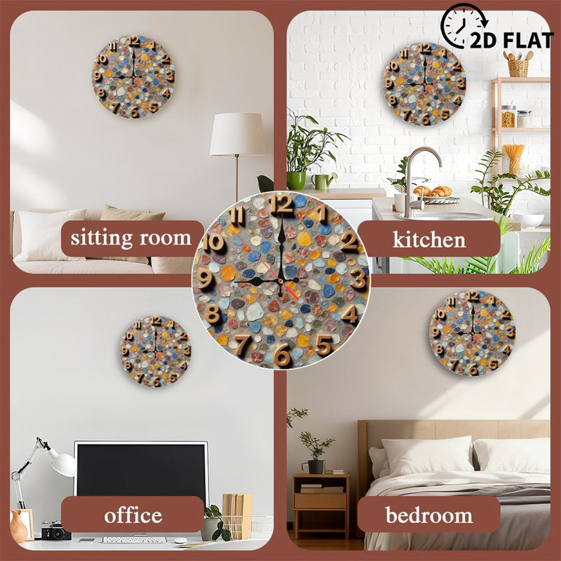 Horloge murale colorée avec chiffres en bois