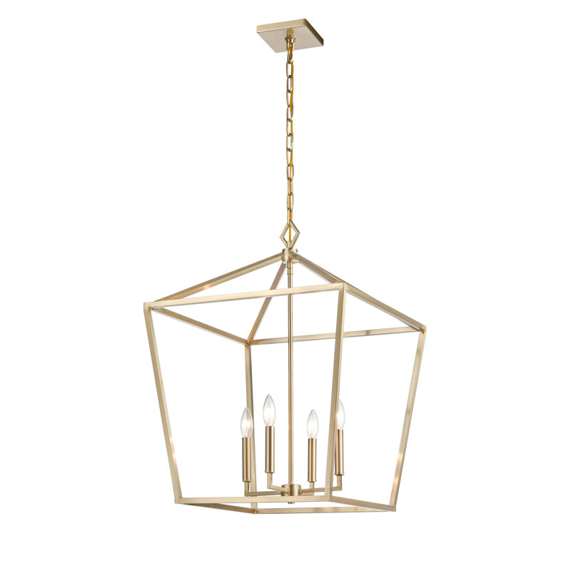 Lustre géométrique à 4 lumières Poisson, Doré, H 30 po x l 20 po x P 20 po