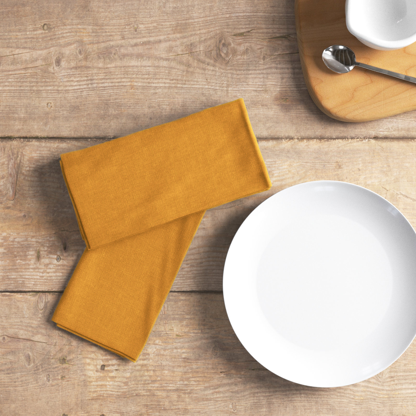 Alvia Reversible Linen Napkin, Yellow
