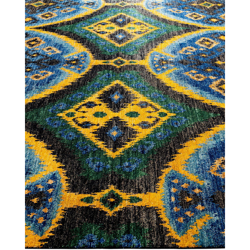 Contemporary One-of-a-Kind Rectangle 8' X 9'10" Hand Knotted Area Rug
