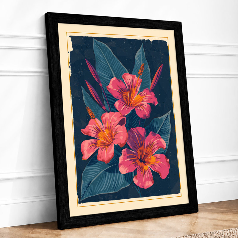 Luminous Blooms Botanical - Framed Print, A2 - 59.4 x 42.0 cm, Black