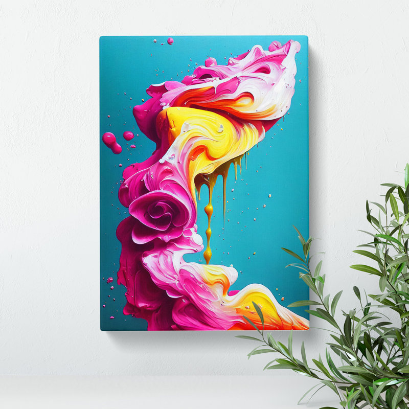 Paint Drip Flower No.3 Abstract - Wrapped Canvas, 50cm H x 35cm W x 3cm D