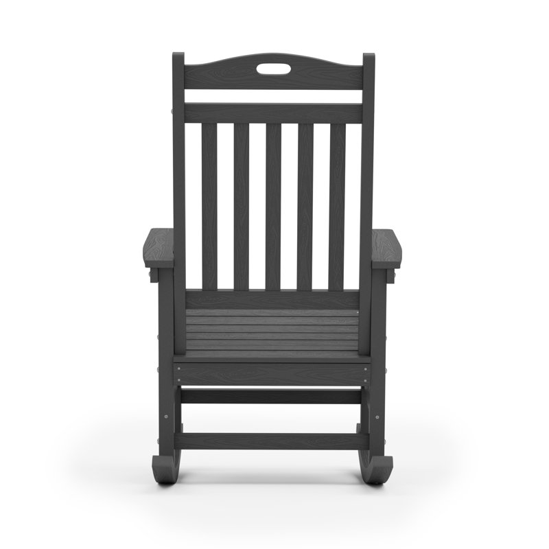 Chaise berçante d'extérieur en plastique surdimensionnée toutes saisons Adirondack, Gris