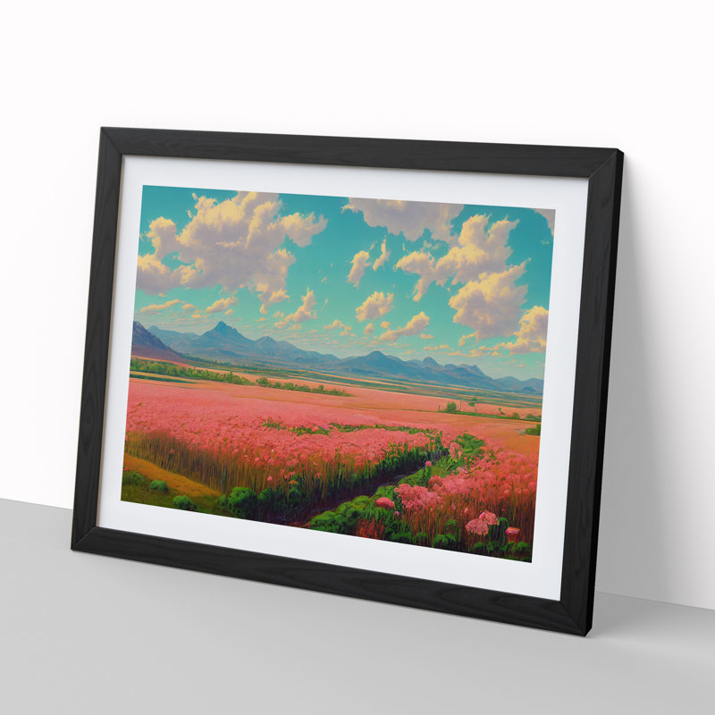 Spring Landscape Meadow Vol.6 - Single Picture Frame Print, 34cm H x 46cm W x 2cm D, Black