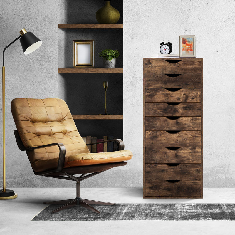 Armoire de rangement haute de 18,9 po, armoires de rangement à roulettes pour le rangement de bureau, Brun rustique