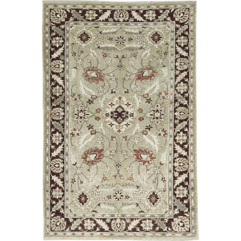 Tapis beige noué à la main de haute qualité