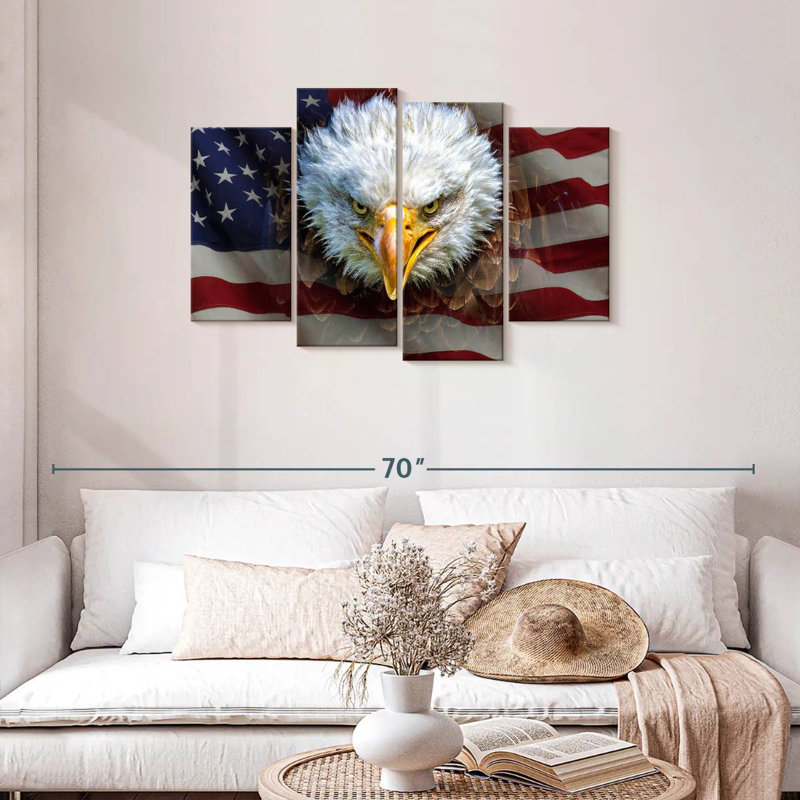 Bald Eagle On US Flag, 27" H x 43" W