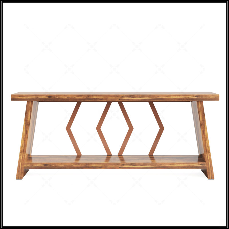 70.9 Inch Extra Long Farmhouse Console Table With 2-Tier Storage Shelves, Rustic Industrial Design For Living Room And Hallway