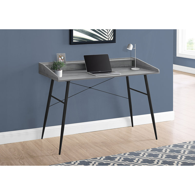 Bureau d'ordinateur avec tablettes de rangement, Gris / noir