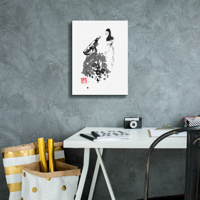 «Loup» par Pechane, art mural sur toile, H 16 po x l 12 po x P 0,75 po