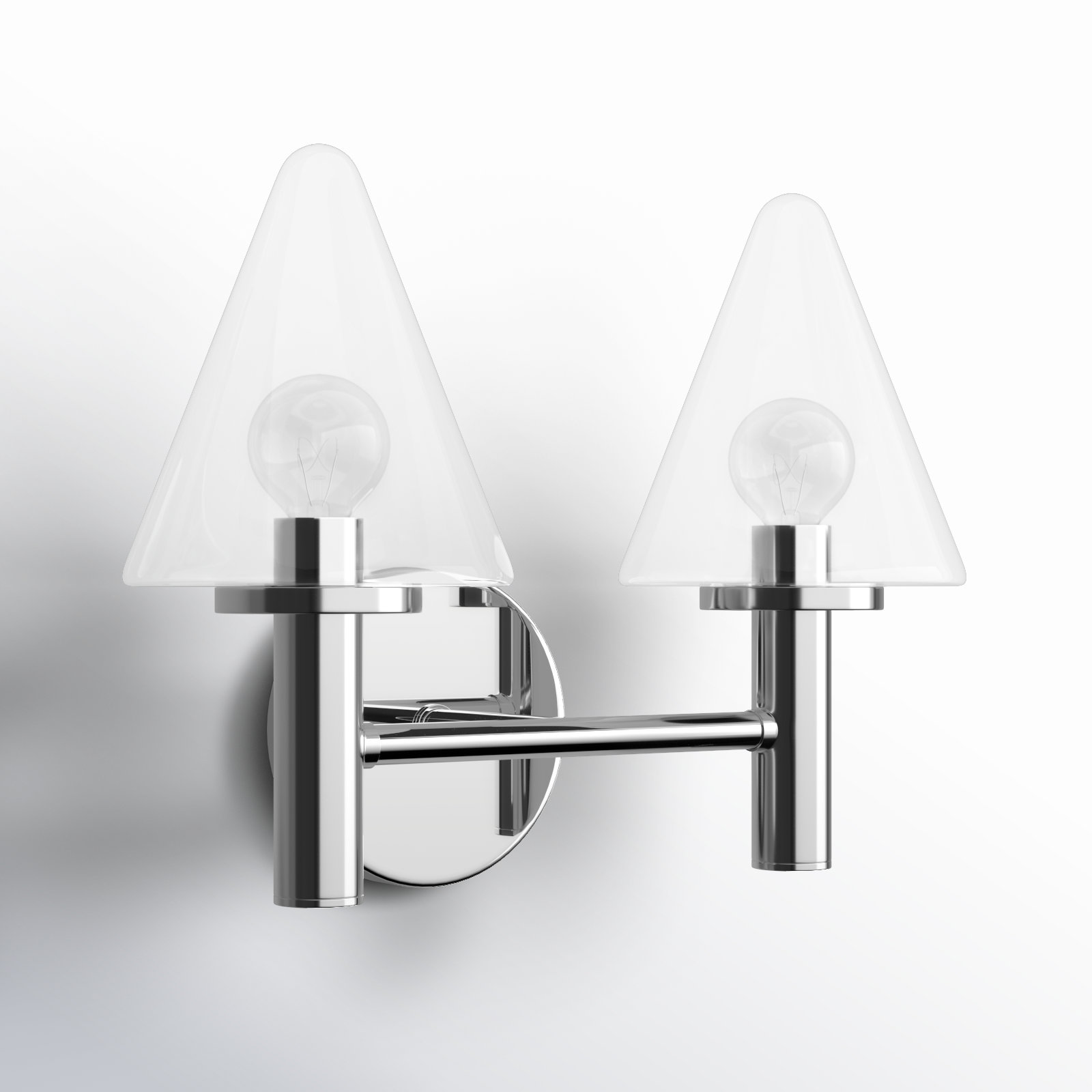 2 Light Transparent Vanity Light, Polished Chrome