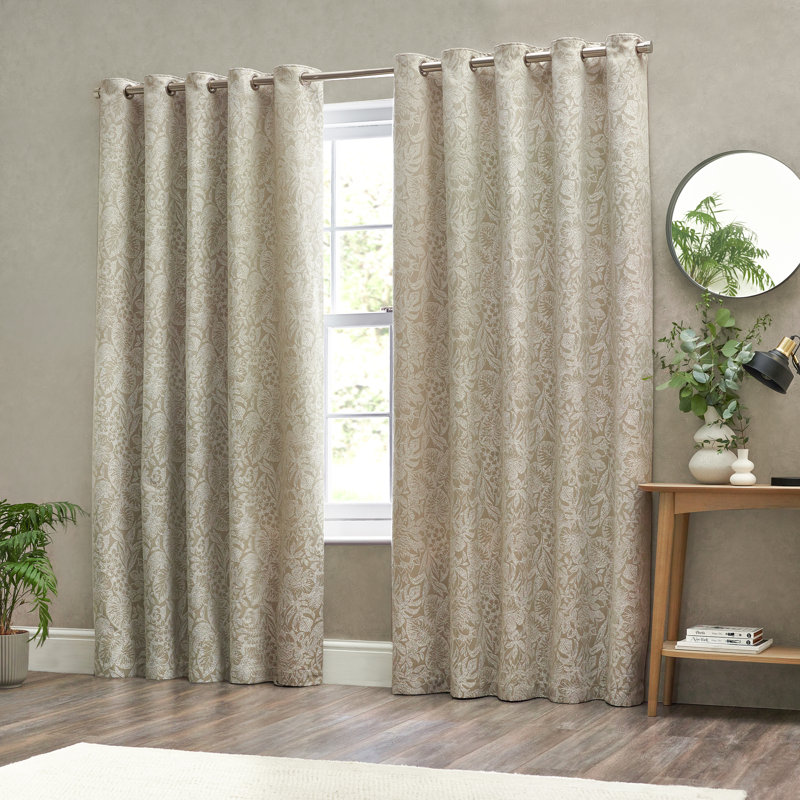 Bali Room Darkening Curtain Pair, 168 W x 137 D cm, Beige