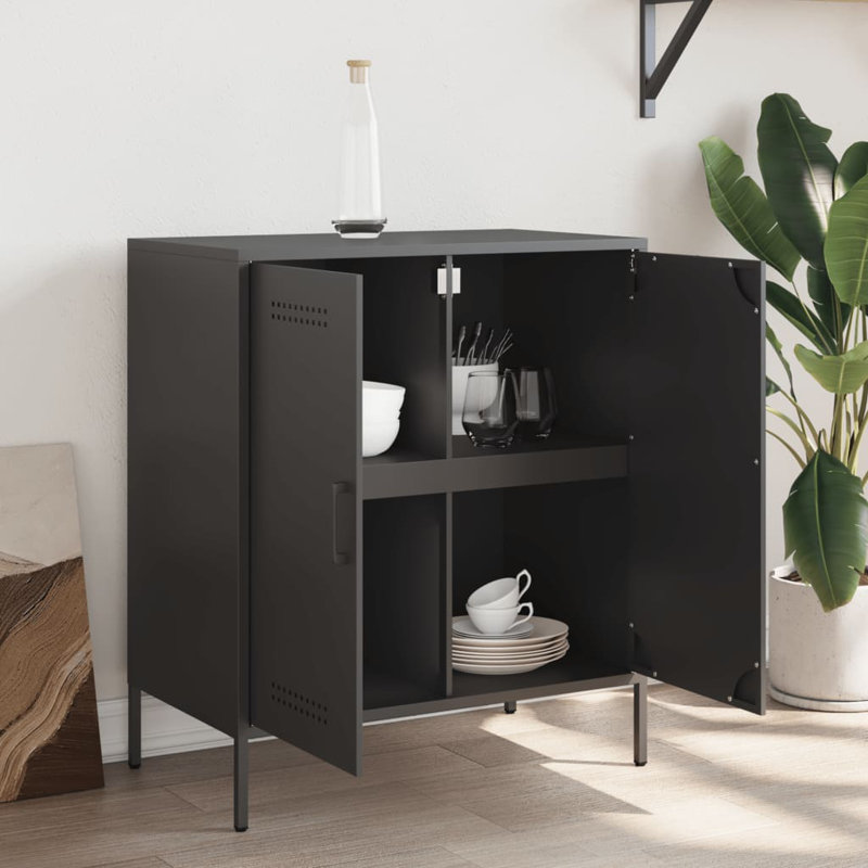 Allyesa Steel Accent Cabinet, Black