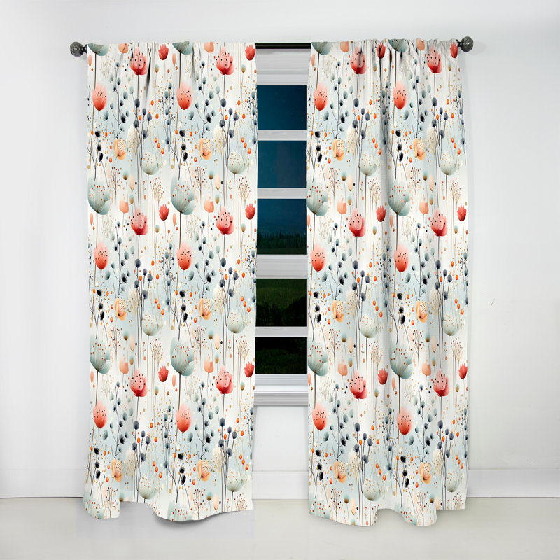 Enchanted Gardens Polka Dots Pattern II - Modern Velvet Curtain - Room Darkening - 1 Panel, 52" W x 95" L